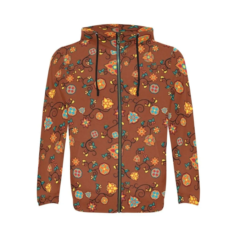 Fire Bloom Shade Men's Zipper Hoodie