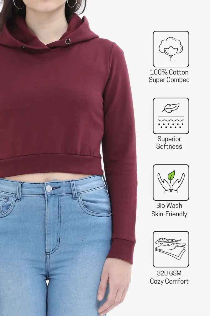 Maroon Crop Hoodie for women