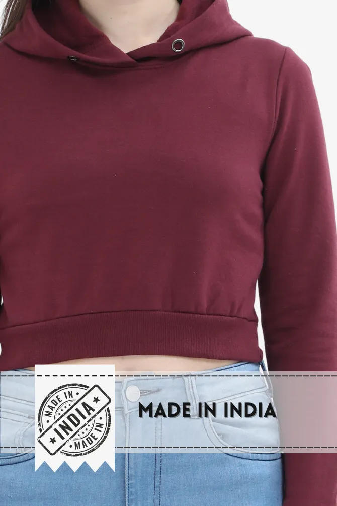 Maroon Crop Hoodie for women