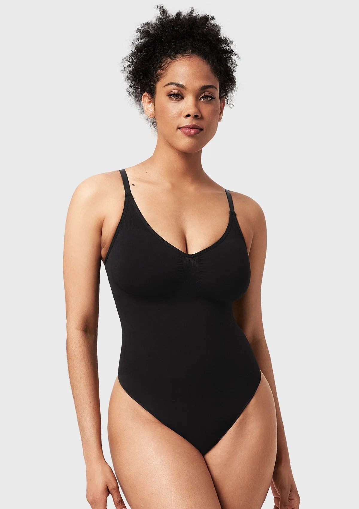Songful V-Neck Tummy Control WireFree Seamless Bodysuit One Piece Shapewear